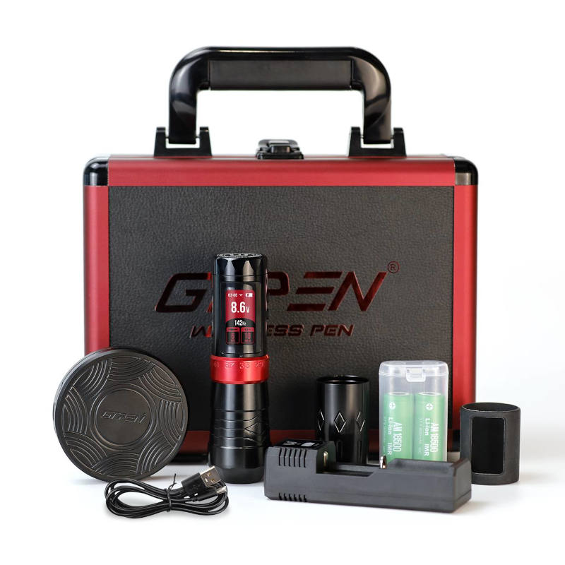 AVA GTS Red Adjustable Tattoo Machine Apprentice Set