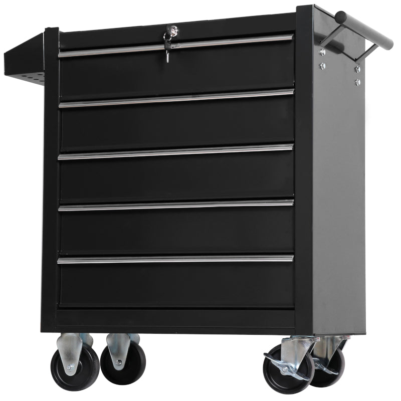 Five Drawer Black Workstation