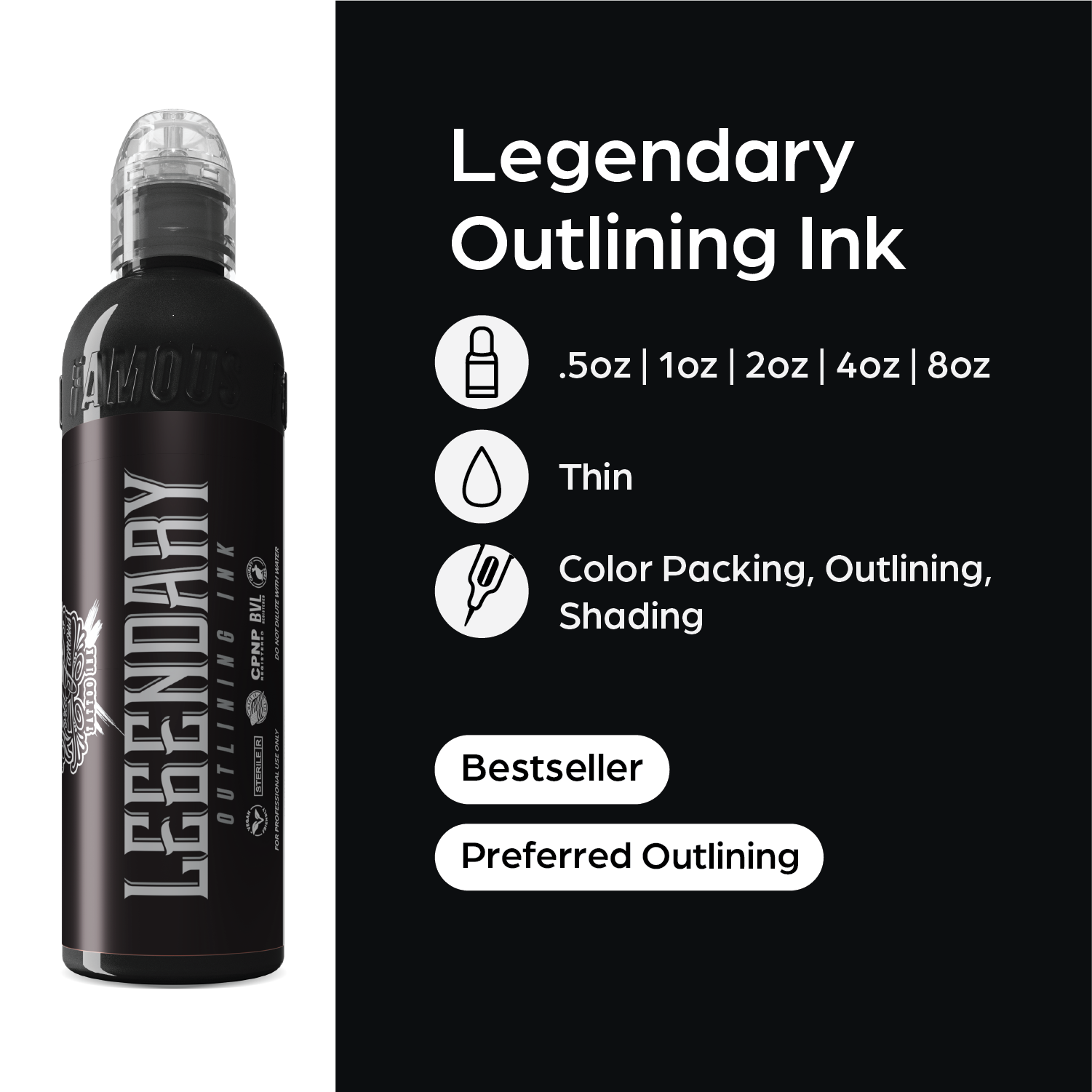 World Famous Legendary Outlining Black Ink