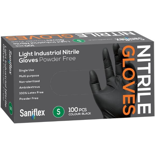 Saniflex Black Light Nitrile Gloves - Carton of 10 Boxes