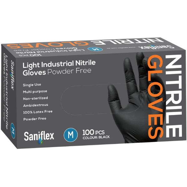 Saniflex Black Light Nitrile Gloves - Carton of 10 Boxes