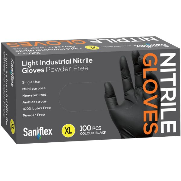 Saniflex Black Light Nitrile Gloves - Box of 100