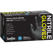 Saniflex Heavy Duty Black Nitrile Gloves - Carton of 10 Boxes