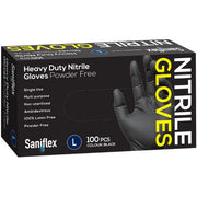 Saniflex Heavy Duty Black Nitrile Gloves - Carton of 10 Boxes