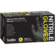 Saniflex Heavy Duty Black Nitrile Gloves - Carton of 10 Boxes