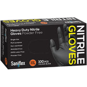 Saniflex Heavy Duty Black Nitrile Gloves - Box of 100