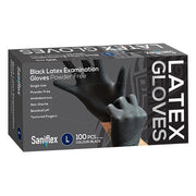Saniflex Black Latex Gloves - Carton of 10 Boxes