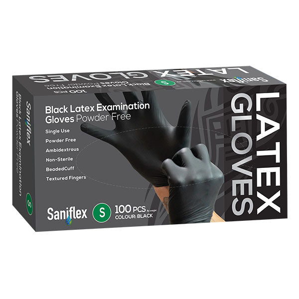 Saniflex Black Latex Gloves - Box of 100