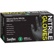 Saniflex Heavy Duty Black Nitrile Gloves - Carton of 10 Boxes