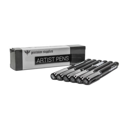 Precision Artist Black Drawing Pens - Set of 6